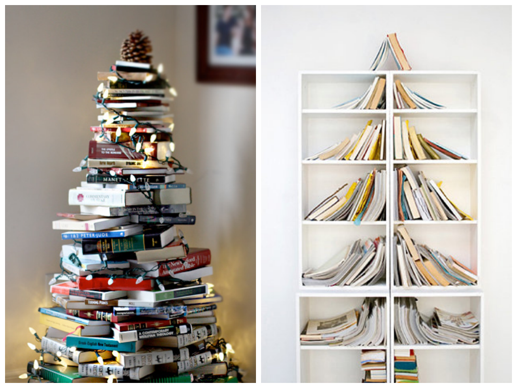 Christmas trees with books